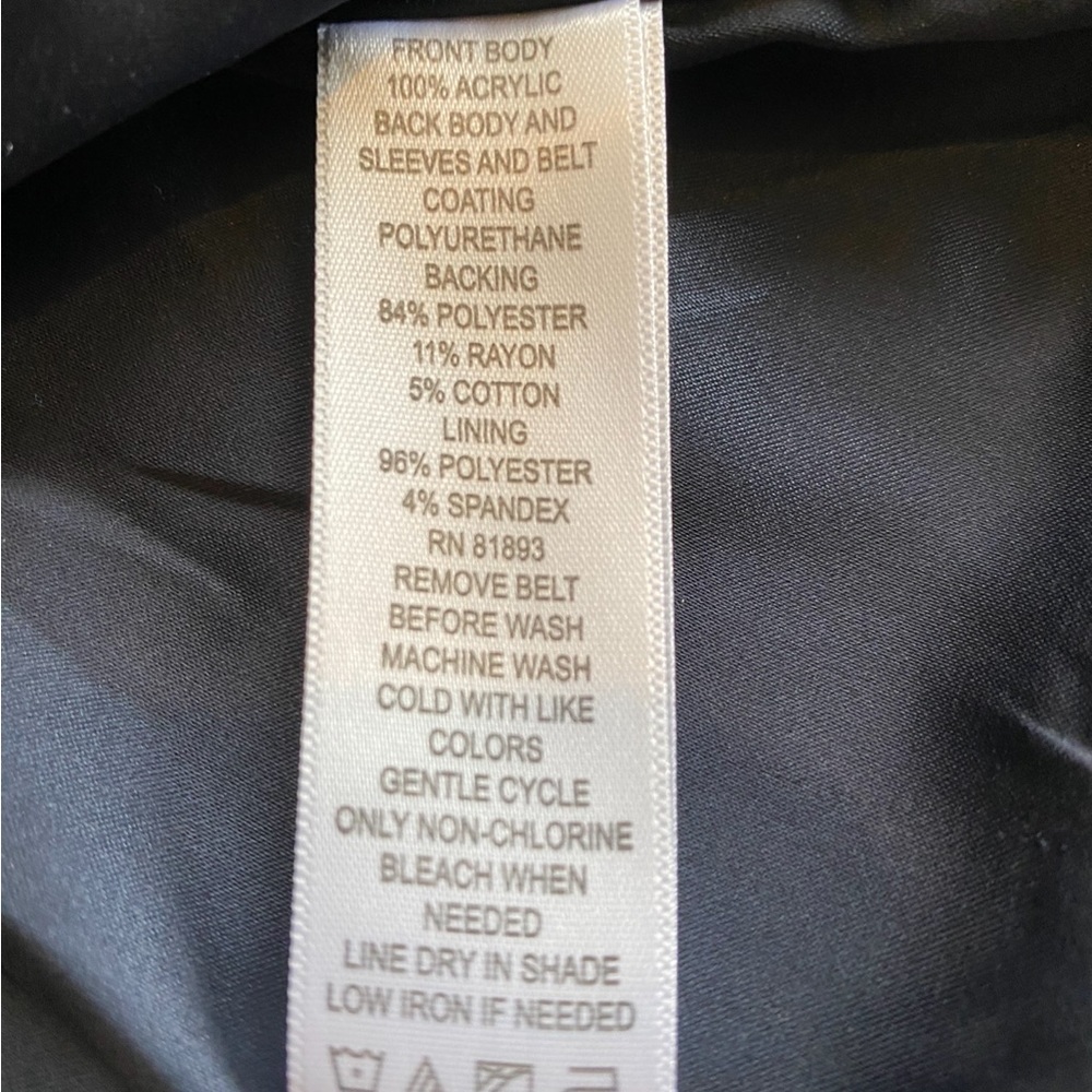G.I.Ll. Blue faux leather belted moto jacket, attached knit shawl collar NWOT - Picture 13 of 15
